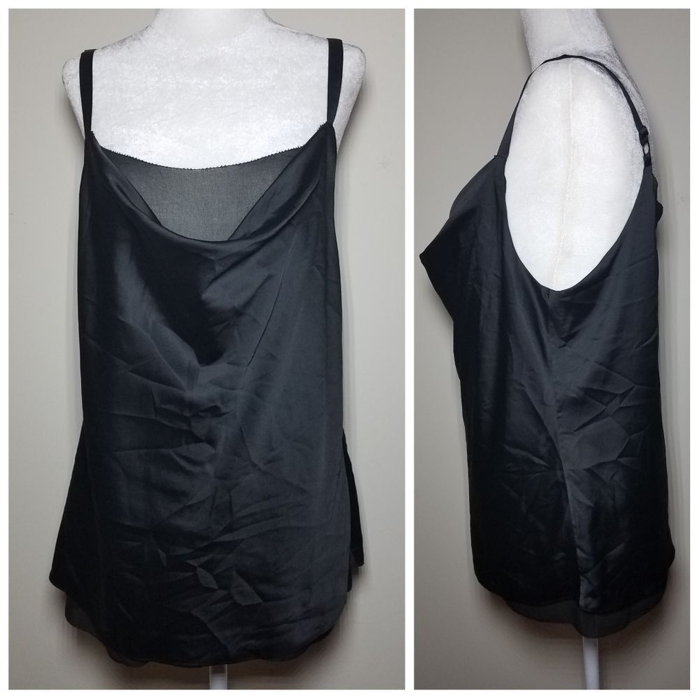NWOT|WHBM Black Cowl Neck Mesh Camisole Top, SMALL
